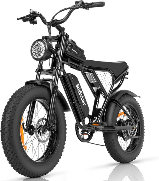 Ridstar Electric Motorcycles for Adults 1000W 13AH 25MPH Max 35Miles Ebike,20'' Fat Tire Dirt Bike