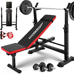 OppsDecor 600lbs 6 in 1 Weight Bench Set with Squat Rack Adjustable Workout Bench with Leg Developer Preacher Curl Rack Fitness Strength Training